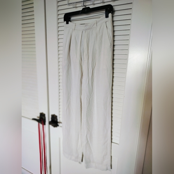 Free People Pants - Free People Women's Linen Viscose Pleated Wide Leg Pants Pockets Size Small